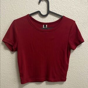 Red Fitted Crop T-Shirt Short Sleeve